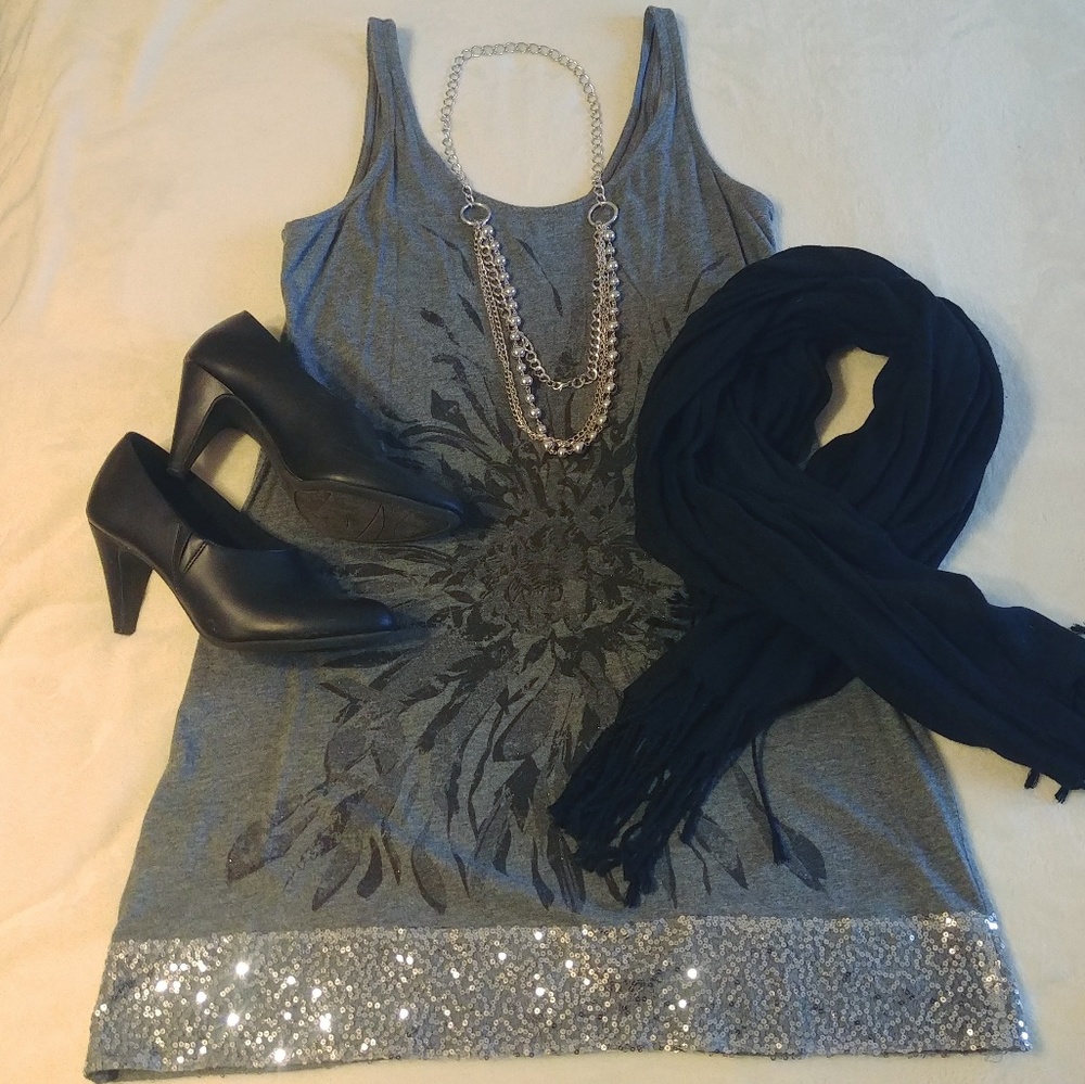 Grey Express dress with sequins - Women's size small